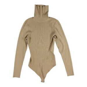 Abercrombie & Fitch Soft AF Ribbed Turtleneck Bodysuit Tan Large